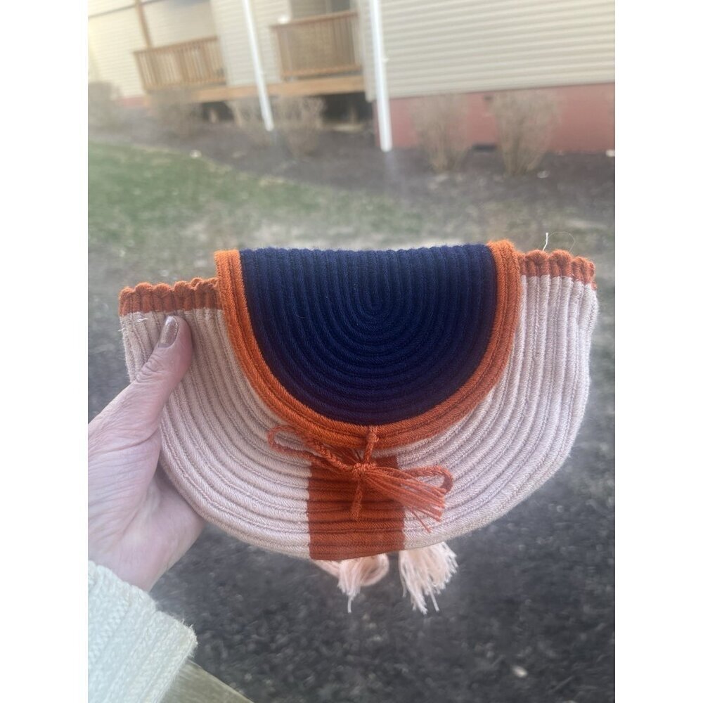 Sophie Anderson knit coquette belt bag tassels bohemian semi-circle w/dustbag
